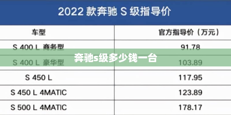 奔驰s级多少钱一台 奔驰s级多少钱一台